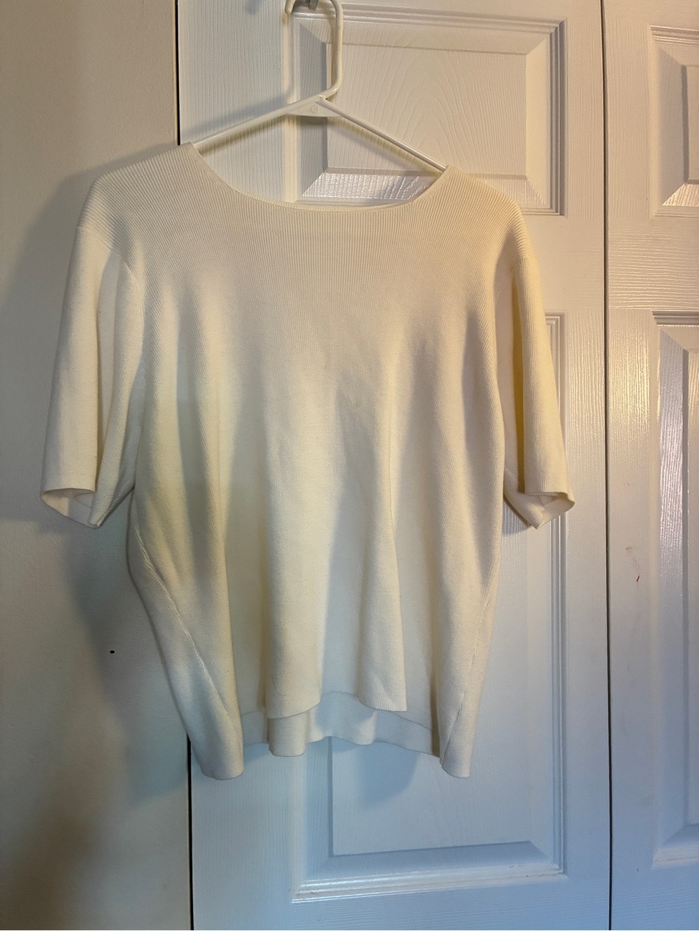 Cream Short-Sleeve Knit Top